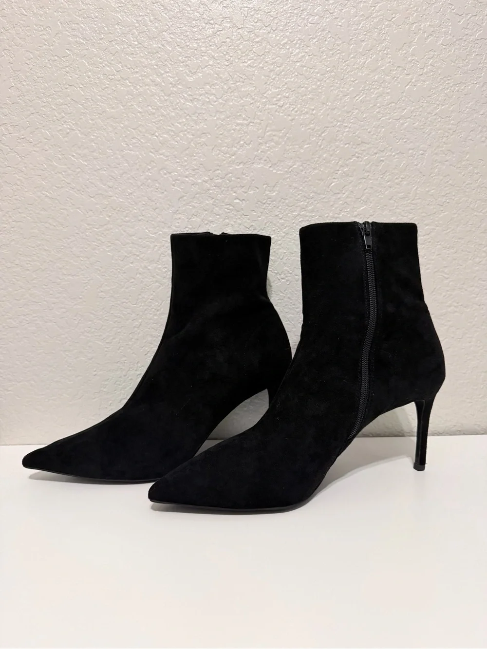 Jeffrey Campbell Black Suede Pointed Toe Stiletto Booties | Size 10